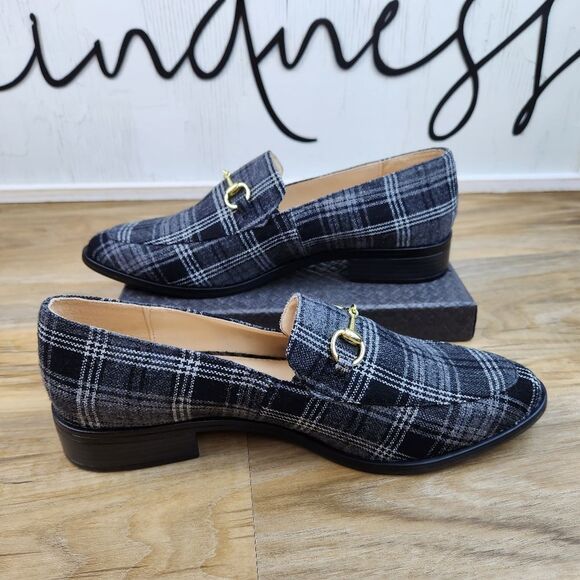 🩵NWOB Dunion Brown Plaid Chain Decorated Dressy Loafers Size 8 - Picture 7 of 15